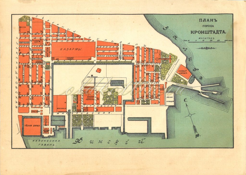 Карта Кронштадта 1913 г.