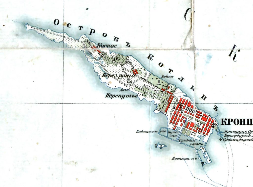 Кронштадт на карте Гаша 1909 год